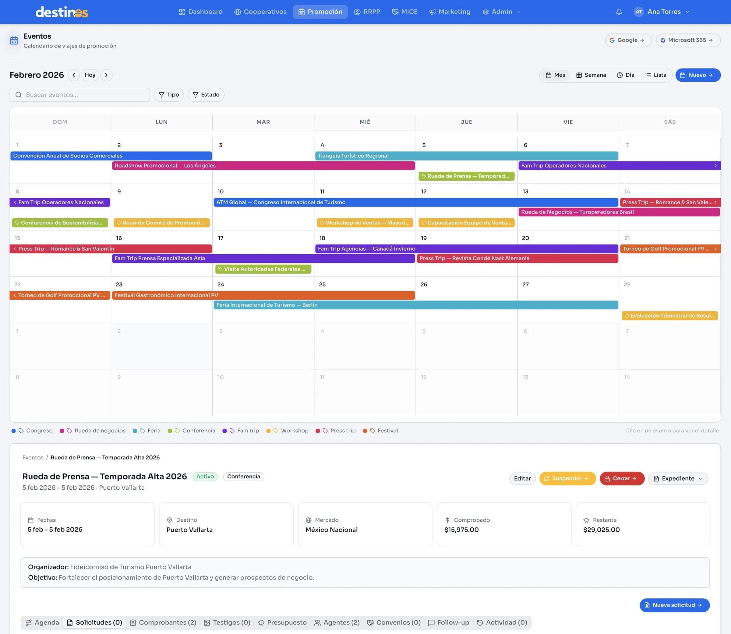 Promoción · calendario y expediente